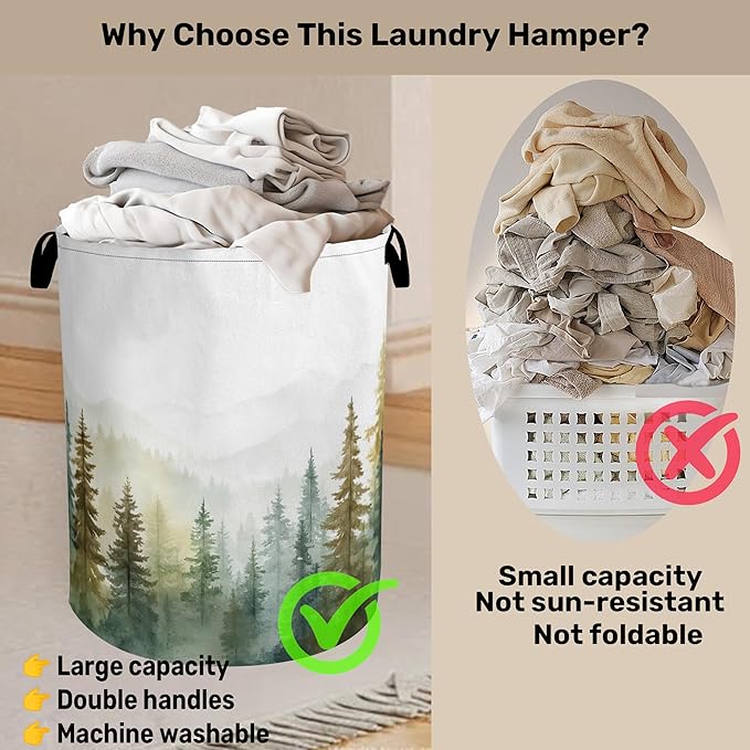 Misty Forest Green Foldable Laundry Hamper - Image 3