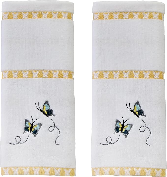 SKL Home Dancing Butterflies 100% Cotton Embroidered 2pc Hand Towel Set by SKLHomebySaturdayKnightLtd