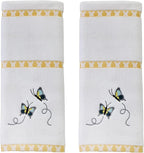 SKL Home Dancing Butterflies 100% Cotton Embroidered 2pc Hand Towel Set by SKLHomebySaturdayKnightLtd