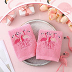 2 Pcs Flamingo Hand Towels Hot Pink Bathroom Decor 14x29 Inch Embroidered 100% - Image 2