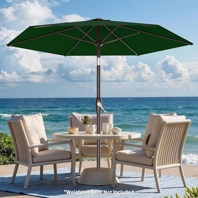 AreShark 7.5FT Patio Umbrella Table Market Umbrella with 6 Sturdy Ribs, Button Tilt/Crank, Heavy-Duty Outdoor Umbrellas for Pool, Deck, Garden and Backyard, Dark Green - Image 6