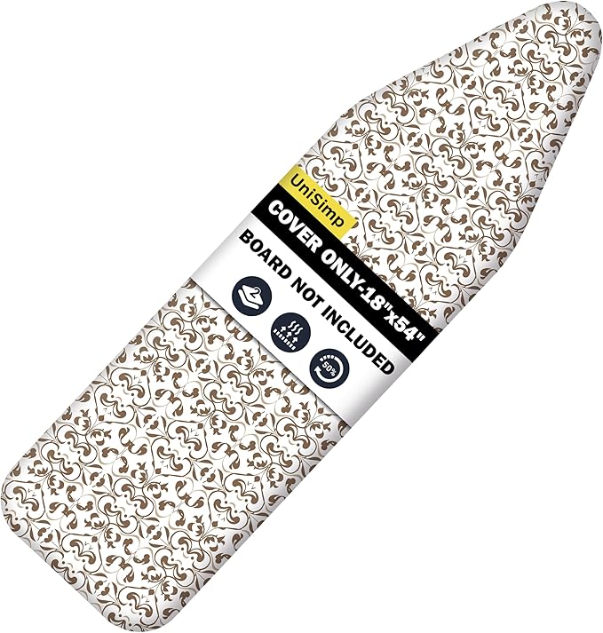 Ironing Board Cover and Pad 18"x54" Extra Thick Natural Cotton, Scorch and by UniSimp