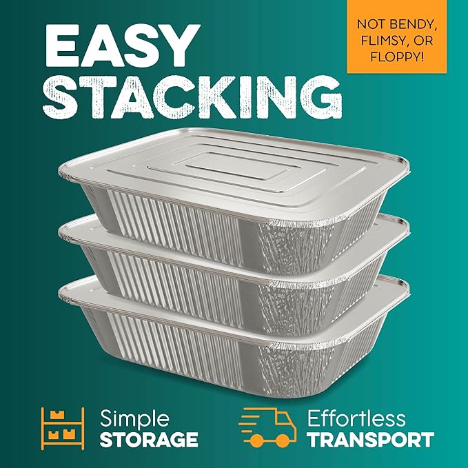 Aluminum Pans With Lids 9x13 Aluminum Foil Pans Trays With Lids - Image 5
