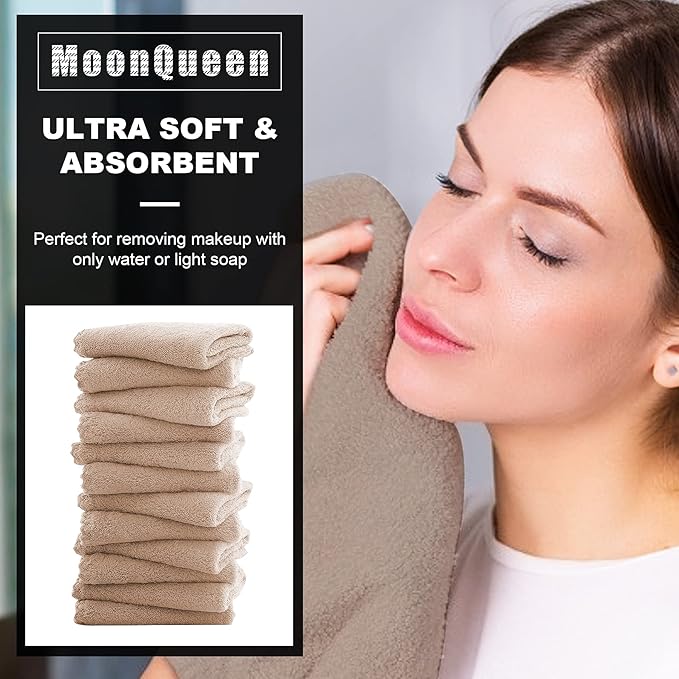 MOONQUEEN Microfiber Facial Cloths Fast Drying Washcloth 12 Pack - Image 2