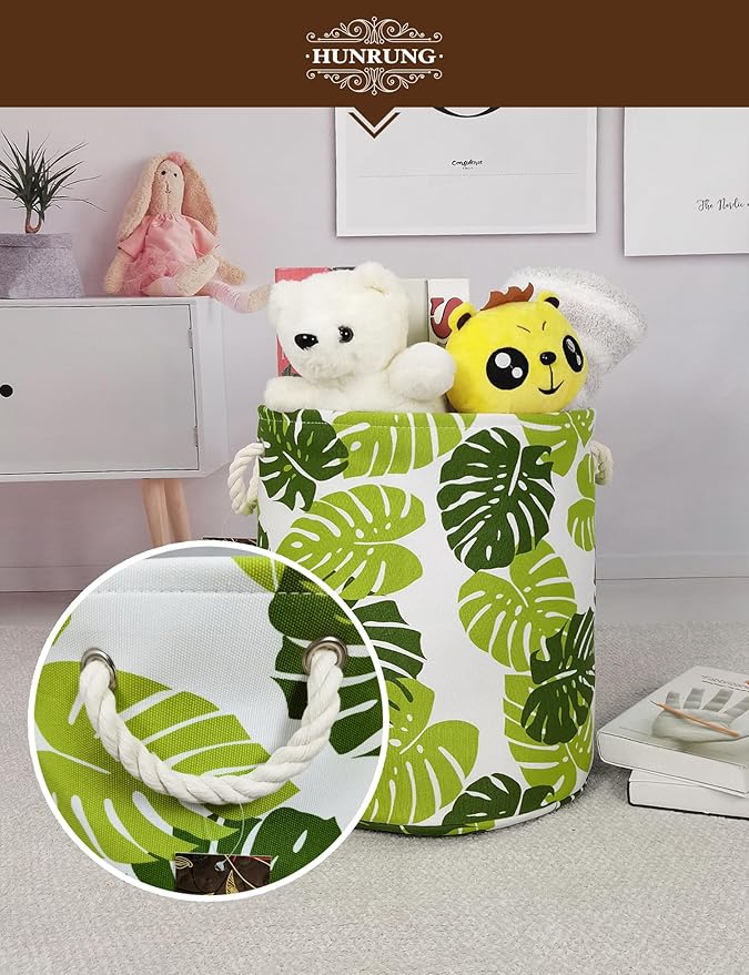 HUNRUNG Laundry Hamper, Large Canvas Fabric Lightweight Storage Basket Toy - Image 6