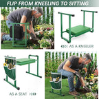 FLINTER Garden Kneelers Seat, Stable and Save Tip-Resistant Design 10.2" Wider Garden Kneeler and Seat with Handle, Heavy Duty Gardening Stool for Seniors, Gardening Weeding Bench for Parents - Green - Image 5