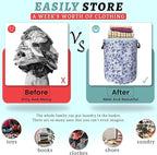 Blue Flower Floral Laundry Basket Foldable - Image 3