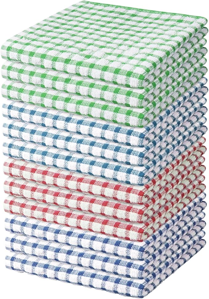 Nialnant 12 Pack Kitchen Dish Cloths, 100% Cotton Kitchen Towels Soft Absorbent by Nialnant