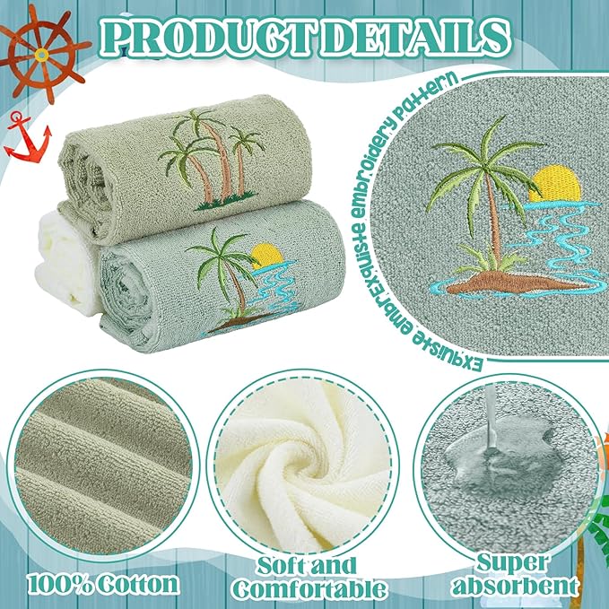 3 Pack Summer Palm Tree Hand Towels - Image 3