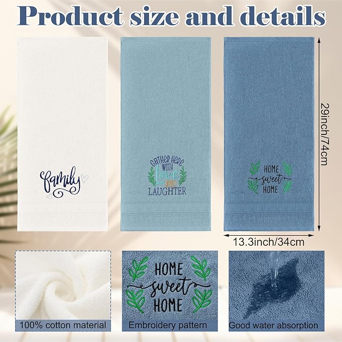 3 Pcs Farmhouse Decorative Hand Towels - Image 2