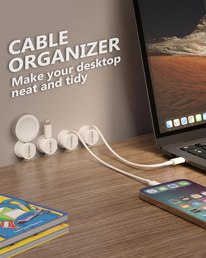 Magnetic Cable Clips 360° Rotation Cord Holder, 12 Pack Cord Organizer 1s Lock - Image 5