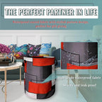 Red Grey Geometry Laundry Basket Foldable - Image 5