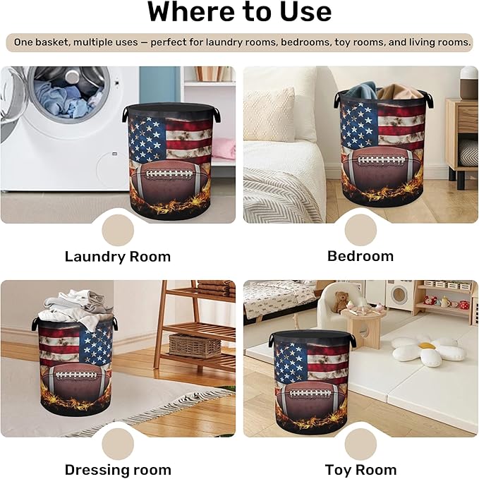 Football Large Clothes Hamper Bag - Image 4