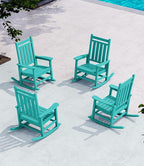 SERWALL Oversized Outdoor Rocking Chair Set of 4, HDPE Rocker for Adults, Patio Rocking Chairs for Porch, Aruba by SERWALL