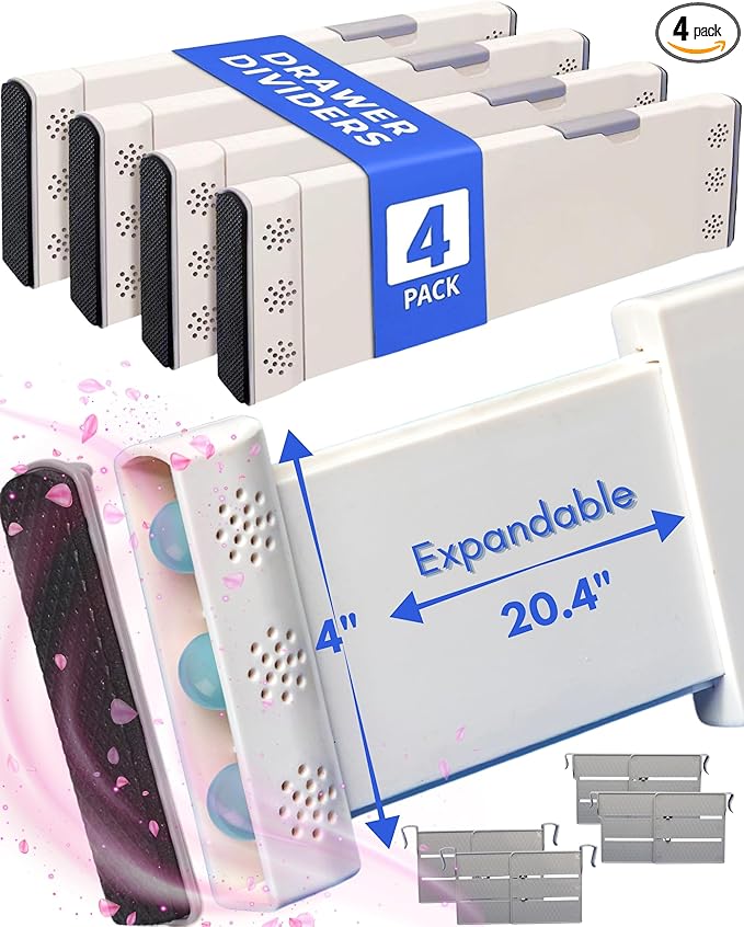 4 Pack Adjustable Drawer Dividers by Unknown