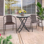 VINGLI PE Rattan Outdoor Dining Chairs Set of 1, Plastic Stackable Patio Chairs for Indoor, Porch, Restaurant, Garden, Brown - Image 7