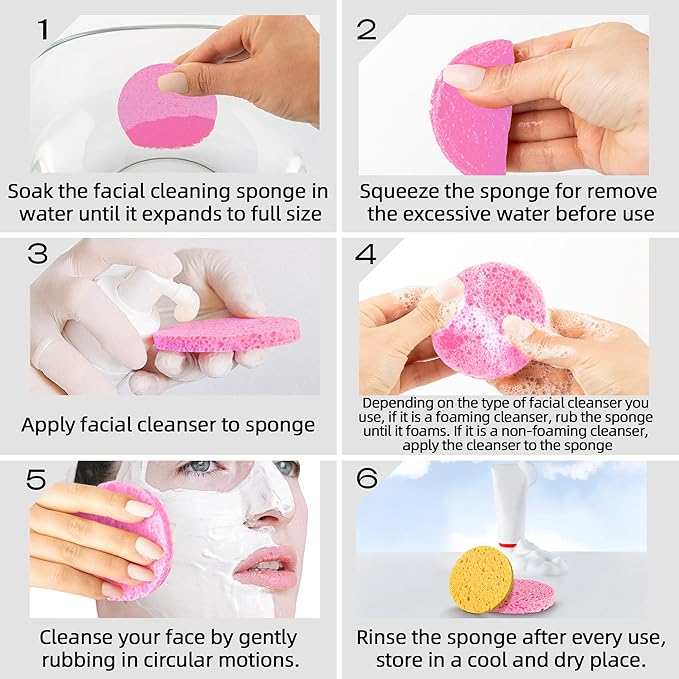 60-Count Compressed Facial Sponges|100% Natural Kickleen Cellulose Cosmetic Spa - Image 6