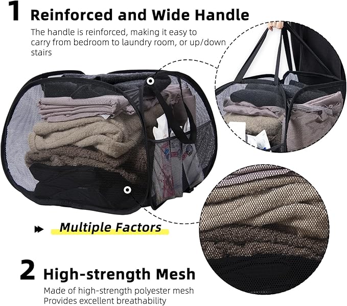 Collapsible Laundry Basket, 90L Foldable Pop-up Laundry Hamper - Image 3