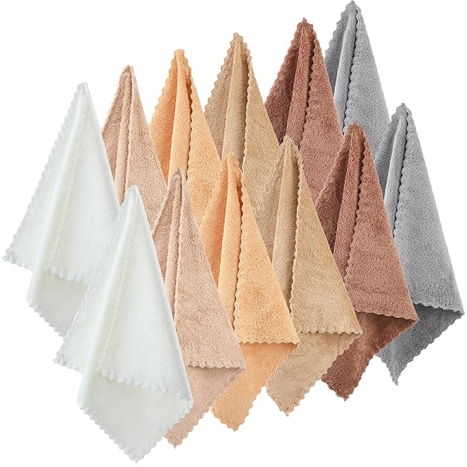 Syhood 12 Pieces Face Wash Cloth 12 x 12 in Makeup Remover Cloths Towel Coral by Syhood