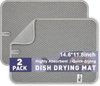 14.6*11.8 inch Microfiber Dish Drying Mat, 2 Compact Ultra Absorbent Dish Mat by Hydro2Go