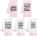 R HORSE Cute Pink Kitchen Towel Set 5Pcs Pink Check Kitchen Dishcloth Absorbent by RHORSE
