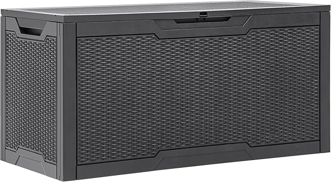 YITAHOME 100 Gallon Resin Deck Box, Weather Resistant Outdoor Storage Box, Lockable Indoor Outdoor Storage for Supplies and Essentials, Dark Gray by YITAHOME