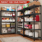 Xcity Storage Shelves, 5 Tier Heavy Duty Metal Shelving Unit with Wheels, 2500 LBS Capacity Adjustable Steel Wire Shelf Organizer for Pantry, Kitchen, Garage, 18" D x 48" W x 72" H, Black - Image 4