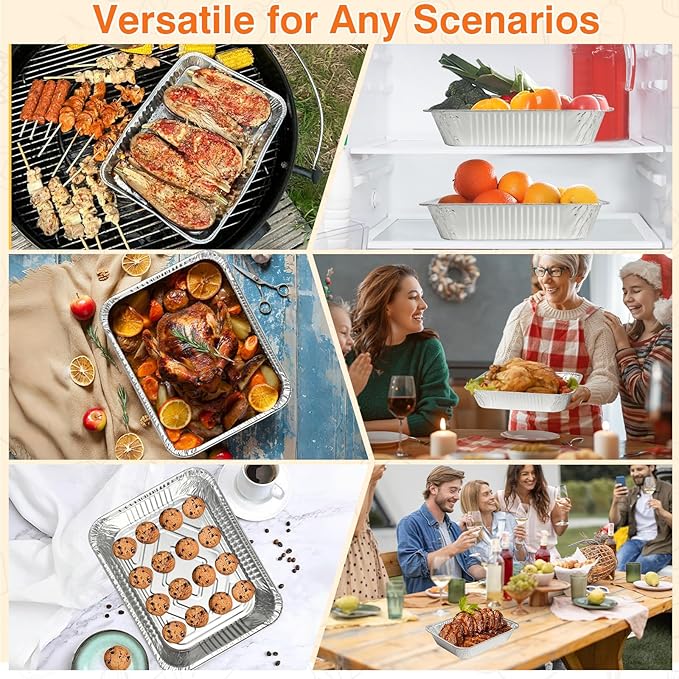 Gladify Aluminum Foil Pans 9x13 Disposable Baking Pans 30 Pack Heavy Duty Half - Image 7