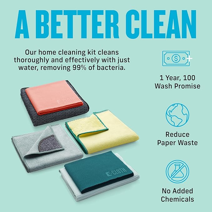 E-Cloth 6-pc Home Cleaning Essentials, Contains Multiple Microfiber Cleaning - Image 4