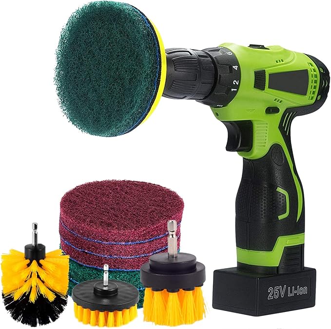 Kichwit 4 Inch Drill Power Brush Tile Scrubber Scouring Pads Cleaning Kit by Kichwit