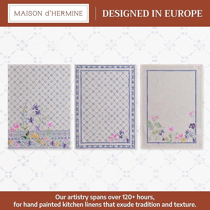 Maison d' Hermine Kitchen Towels Set of 3 100% Cotton 27.50" x 20" Reusable - Image 2