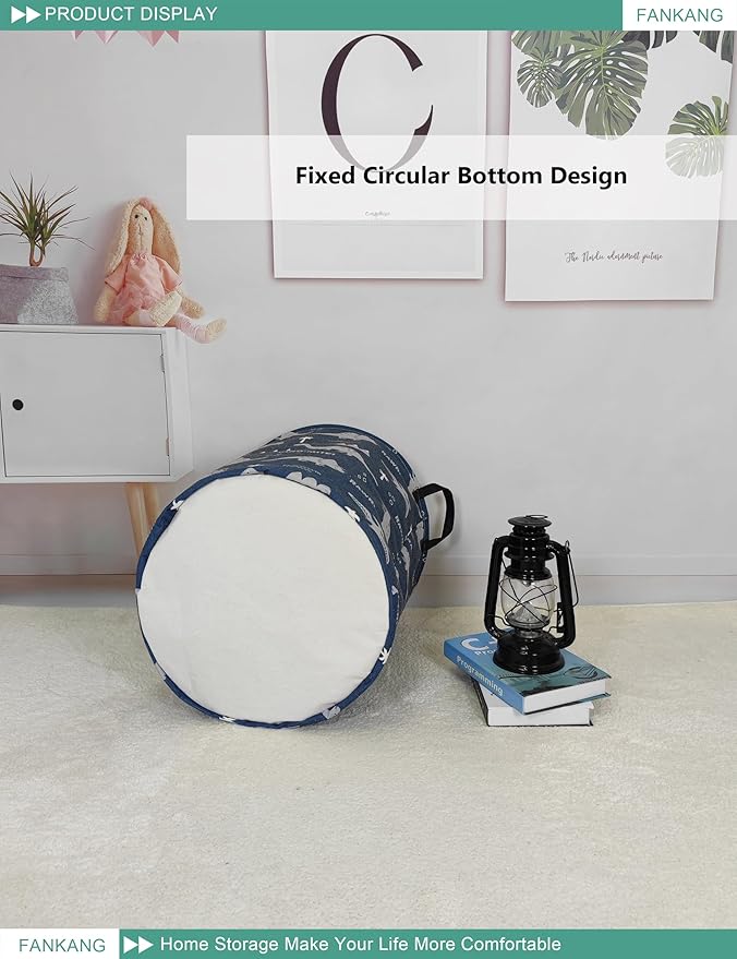 FANKANG Storage Basket, Nursery Hamper Canvas Laundry Basket Foldable - Image 6