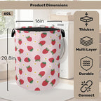 Cute Pink Strawberry Laundry Basket, Extra Large Foldable Hamper - Image 2
