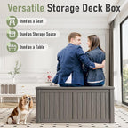 Outdoor Storage Box, Resin Deck Boxes Indoor and outdoor, Waterproof Storage Box Lockable Lid (Grey, 180 Gallon) - Image 4