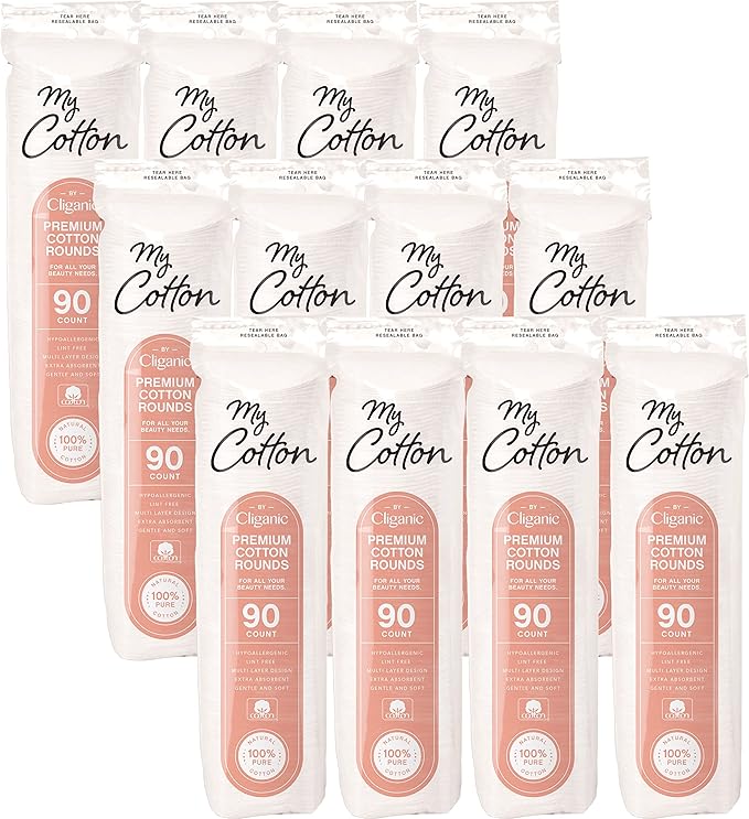 My Cotton Premium Cotton Rounds Bulk | Makeup Remover Pads, Hypoallergenic by Cliganic