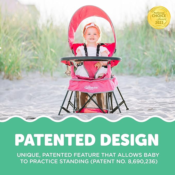 Baby Delight Go with Me Venture Portable Chair | Indoor and Outdoor | Sun Canopy | 3 Child Growth Stages | Pink - Image 5