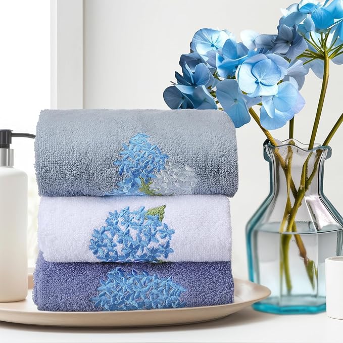 Blue Hydrangea Hand Towels Farmhouse Hydrangea Bathroom Decor 14x29 Inch - Image 5