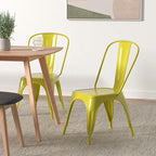 Nazhura Metal Dining Chair Farmhouse Tolix Style for Kitchen Dining Room Café Restaurant Bistro Patio, 18 Inch, Stackable, Waterproof Indoor/Outdoor (Sets of 4) (Steel Seat, Yellow) - Image 2