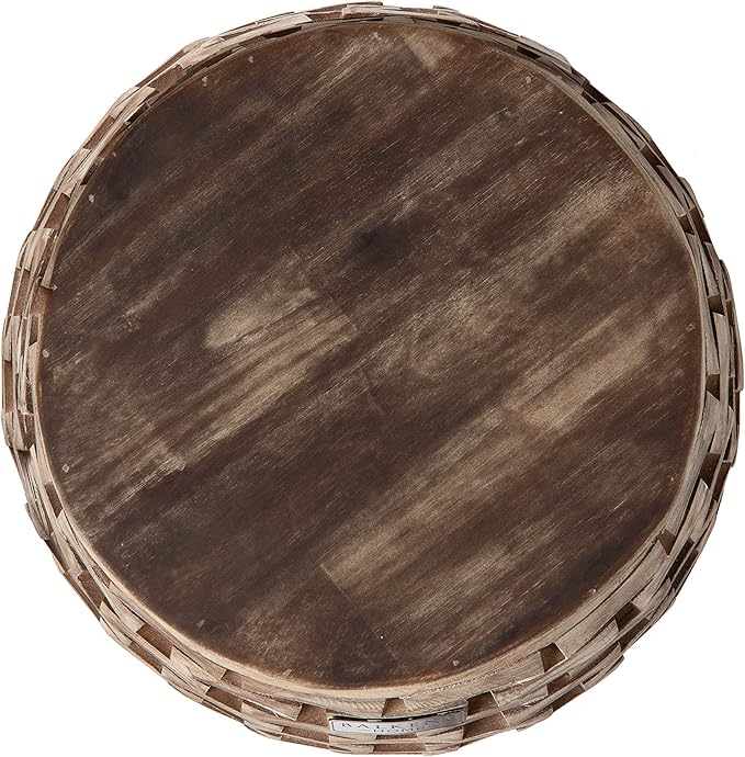 Balkene Home 62419 Maya Oval Rustic Garden Stool Wood Outdoor Seating & End Table Portable Adaptable Outdoor Furniture - Seasoned Patina Finish - Image 4