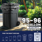 Plasticplace 95-96 Gallon Garbage Can Liners │ 1.5 Mil │ Black Heavy Duty Trash - Image 3