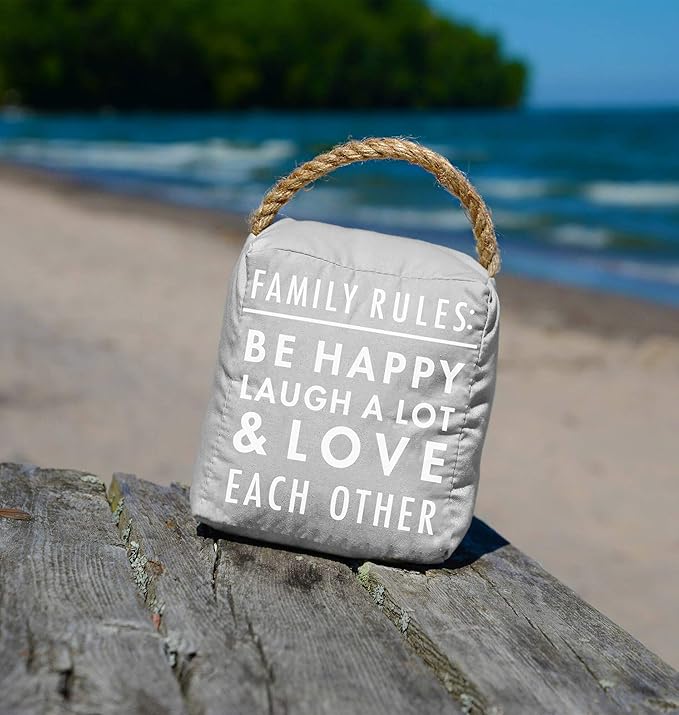 Open Door Decor 72239 Door Stoppers Family Rules: Be Happy Laugh A Lot Door - Image 6