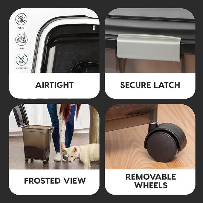 IRIS USA Airtight Dog Food Storage Container, WeatherPro, Removable Wheels - Image 4