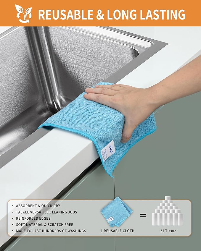 MR.SIGA Microfiber Cleaning Cloth, All-Purpose Microfiber Towels, Streak Free - Image 7