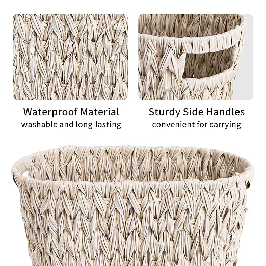 GRANNY SAYS Wicker Trash Can, Waterproof Bathroom Trash Can, Wicker Waste Basket - Image 5