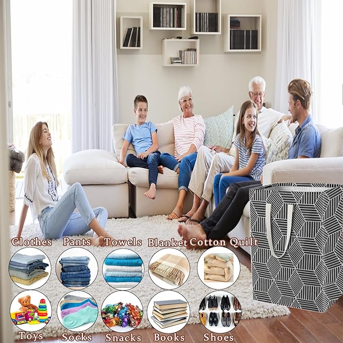Waterproof Laundry Hamper 75L Collapsible Laundry Basket Extended Cotton Handle - Image 5