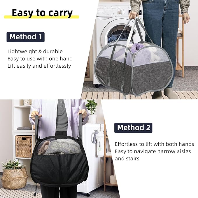 Collapsible Laundry Basket, 90L Foldable Pop-up Laundry Hamper - Image 5
