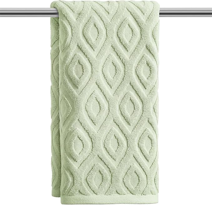 Artoid Mode 1 Pc Light Green 3D Diamond Grid Jacquard Hand Towels by ArtoidMode