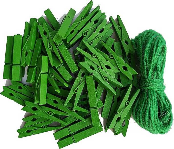 1.9 Inch Green Wooden Clips by Unknown