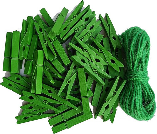1.9 Inch Green Wooden Clips by Unknown