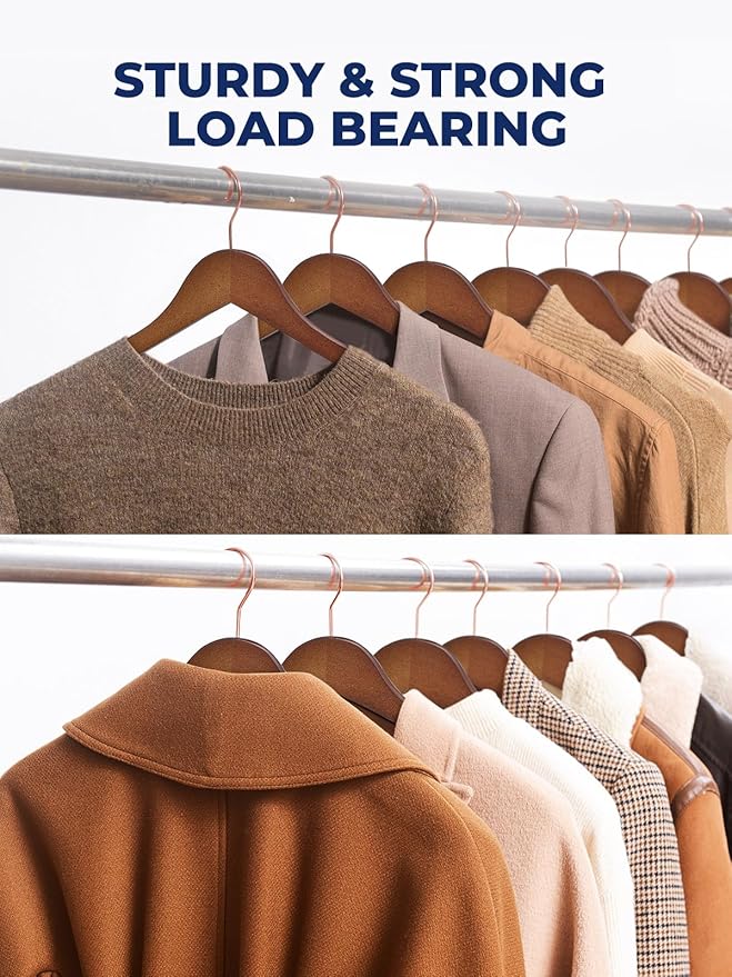 Smartor Wooden Hangers 10 Pack, Solid Wood Coat Hanger - Image 6